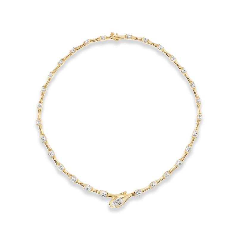 Golden Serpent designs Pear Cut White Sapphire Luxury Jewelry Wedding Necklace For Women Belovegrace