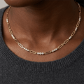 Golden Round Cut White Sapphire Paper Clip Necklace For Women