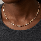Golden Round Cut White Sapphire Paper Clip Necklace For Women