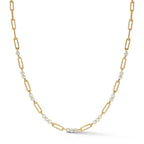 Golden Round Cut White Sapphire Paper Clip Necklace For Women Belovegrace