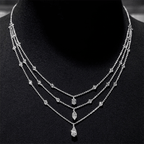 Layer Pear & Marquise Cut White Sapphire Pendant Necklace For Women