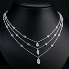 Layer Pear & Marquise Cut White Sapphire Pendant Necklace For Women