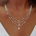 Multi Row Marquise & Pear Cut White Sapphire Necklace Wedding Necklace For Women Belovegrace