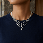 Layer Pear & Marquise Cut White Sapphire Pendant Necklace For Women