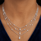 Layer Pear & Marquise Cut White Sapphire Pendant Necklace For Women