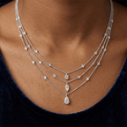 Layer Pear & Marquise Cut White Sapphire Pendant Necklace For Women