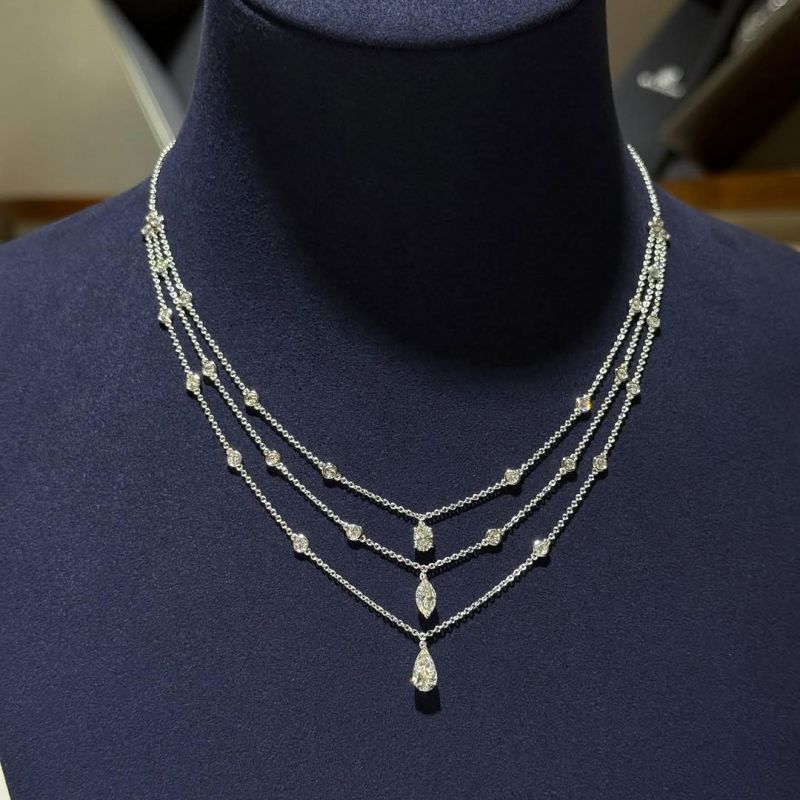Multi Row Marquise & Pear Cut White Sapphire Necklace Wedding Necklace For Women Belovegrace