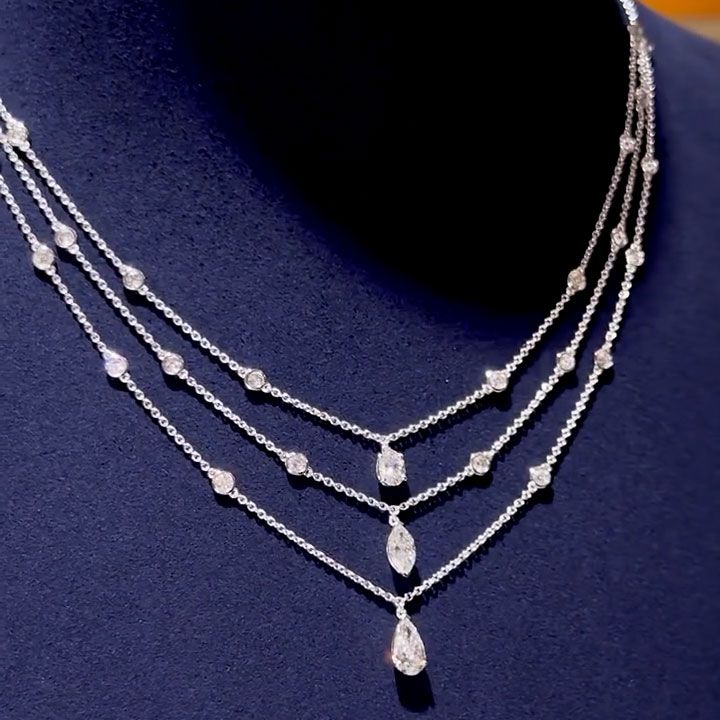 Multi Row Marquise & Pear Cut White Sapphire Necklace Wedding Necklace For Women Belovegrace