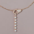 Golden Round Cut White Sapphire Lock Pendant Necklace For Women Belovegrace
