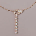 Golden Round Cut White Sapphire Lock Pendant Necklace For Women Belovegrace
