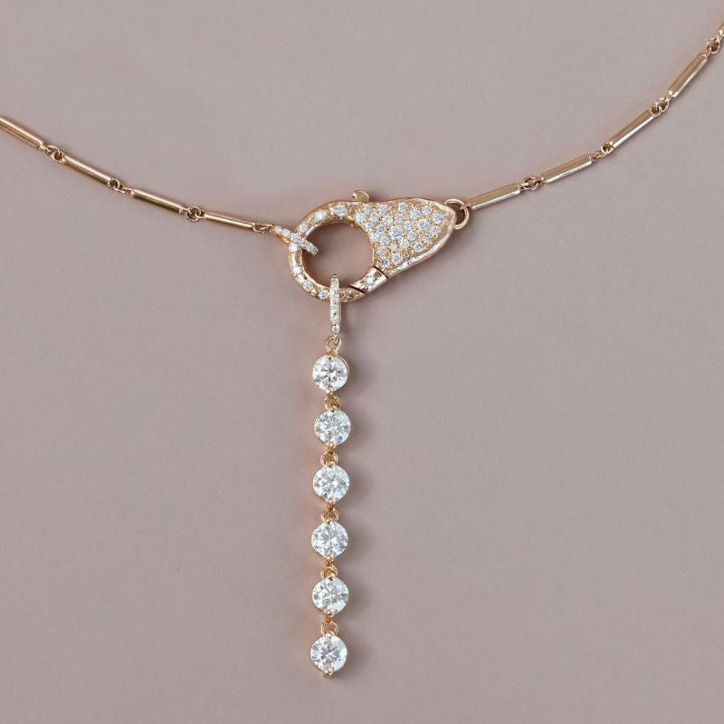 Golden Round Cut White Sapphire Lock Pendant Necklace For Women Belovegrace