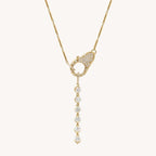 Golden Round Cut White Sapphire Lock Pendant Necklace For Women Belovegrace
