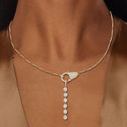 Golden Round Cut White Sapphire Lock Pendant Necklace For Women Belovegrace
