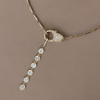 Golden Round Cut White Sapphire Lock Pendant Necklace For Women Belovegrace