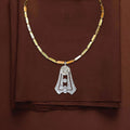 Art Deco Two Tone Round Cut White Sapphire Pendant Necklace For Women Belovegrace