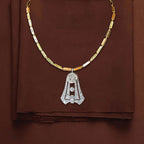 Art Deco Two Tone Round Cut White Sapphire Pendant Necklace For Women Belovegrace