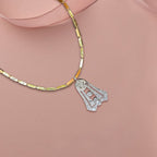 Art Deco Two Tone Round Cut White Sapphire Pendant Necklace For Women Belovegrace