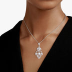 Vintage White Sapphire Round Cut Pendant Necklace For Women Belovegrace