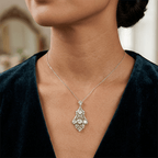 Art Deco Bezel Round Cut White Sapphire Pendant Necklace For Women