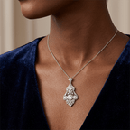 Art Deco Bezel Round Cut White Sapphire Pendant Necklace For Women