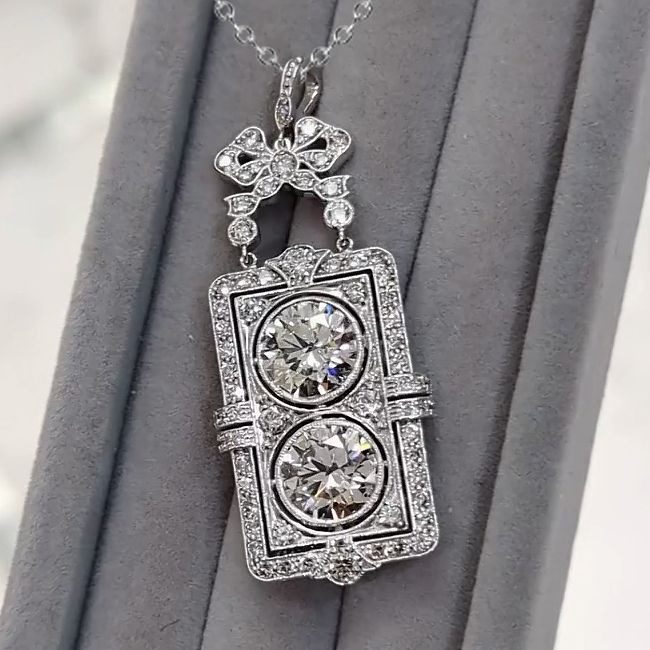 Art Deco Round Cut White Sapphire Pendant Necklace For Women Belovegrace