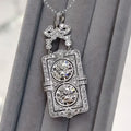 Art Deco Round Cut White Sapphire Pendant Necklace For Women Belovegrace