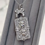 Art Deco Round Cut White Sapphire Pendant Necklace For Women Belovegrace