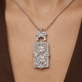 Art Deco Double Round Cut White Sapphire Pendant Necklace For Women