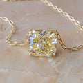 Fancy Princess Cut Solitaire Yellow Sapphire Pendant Necklace For Women Belovegrace