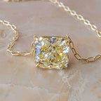 Fancy Princess Cut Solitaire Yellow Sapphire Pendant Necklace For Women Belovegrace