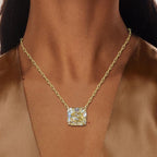 Fancy Princess Cut Solitaire Yellow Sapphire Pendant Necklace For Women Belovegrace