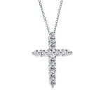 Classic Round Cut White Sapphire Cross Pendant Necklace For Women Belovegrace