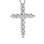 Classic Round Cut White Sapphire Cross Pendant Necklace For Women Belovegrace