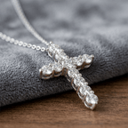 Classic Round Cut White Sapphire Cross Pendant Necklace For Women