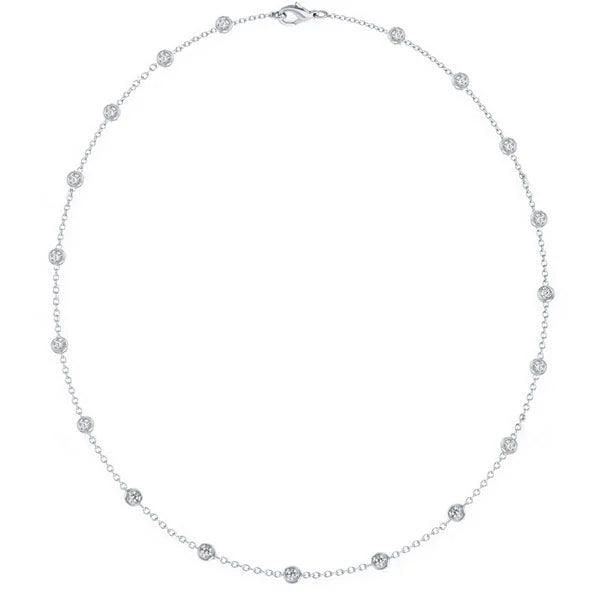 Classic Bezel Set Round Cut White Sapphire Tennis Necklace For Women Belovegrace