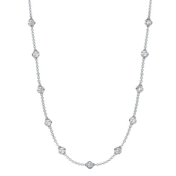 Classic Bezel Set Round Cut White Sapphire Tennis Necklace For Women Belovegrace