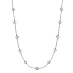 Classic Bezel Set Round Cut White Sapphire Tennis Necklace For Women Belovegrace