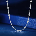 Classic Bezel Set Round Cut White Sapphire Tennis Necklace For Women Belovegrace