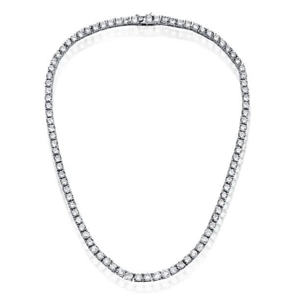Classic Round Cut White Sapphire Tennis Necklace For Women Belovegrace
