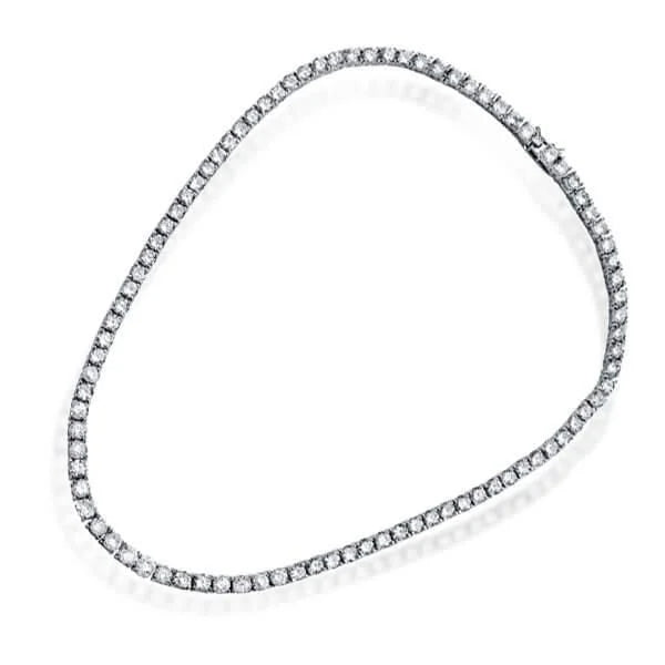 Classic Round Cut White Sapphire Tennis Necklace For Women Belovegrace