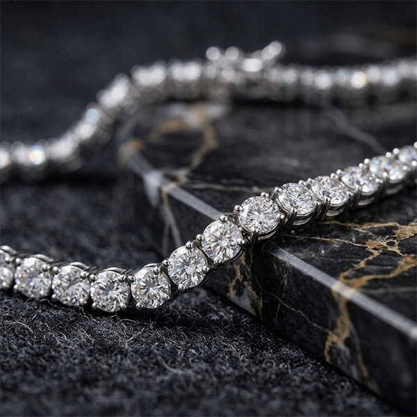 Classic Round Cut White Sapphire Tennis Necklace For Women