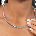 Classic Round Cut White Sapphire Tennis Necklace For Women Belovegrace