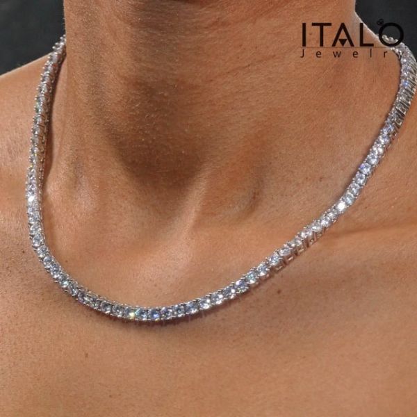 Classic Round Cut White Sapphire Tennis Necklace For Women Belovegrace
