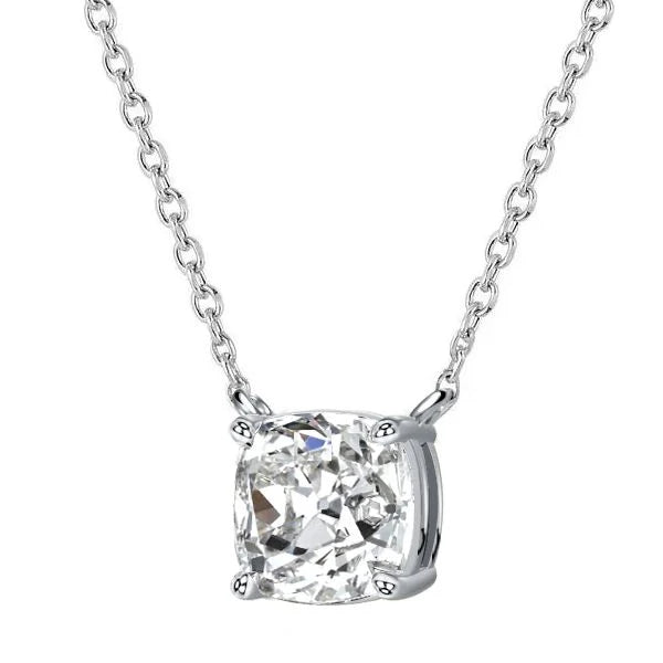 Solitaire 4 Prong Cushion Cut White Sapphire Pendant Necklace For Women Belovegrace