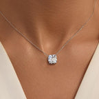 Solitaire 4 Prong Cushion Cut White Sapphire Pendant Necklace For Women Belovegrace