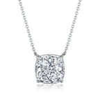 Solitaire 4 Prong Cushion Cut White Sapphire Pendant Necklace For Women Belovegrace