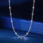 Classic Bezel Set Round Cut Blue & White Sapphire Tennis Necklace For Women Belovegrace