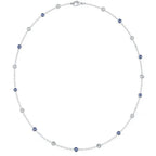 Classic Bezel Set Round Cut Blue & White Sapphire Tennis Necklace For Women Belovegrace
