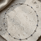 Classic Bezel Set Round Cut Blue & White Sapphire Tennis Necklace For Women