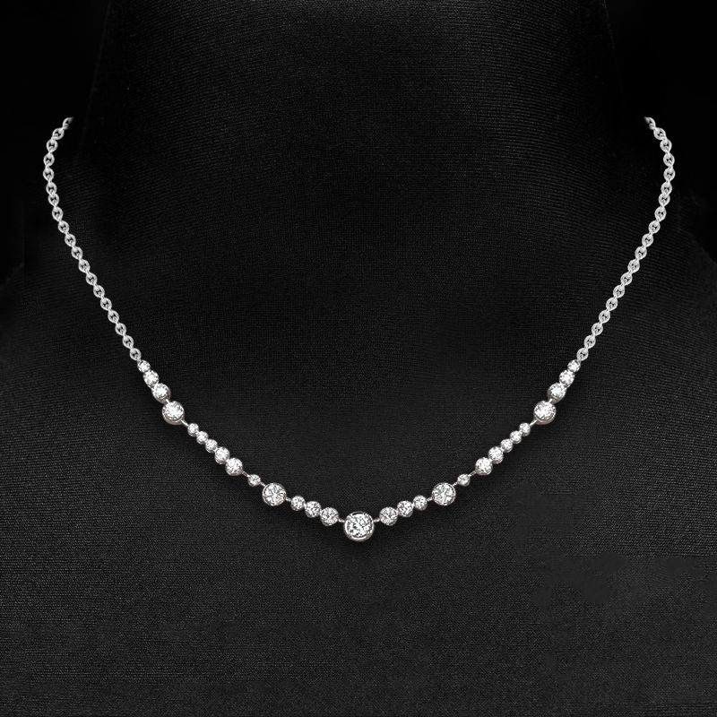 Classic Round Cut White Sapphire Pendant Necklace For Women Belovegrace